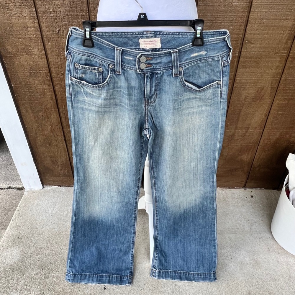 Abercrombie & Fitch‎ Womens Low Rise Bootcut Jeans Faded Blue Denim Size 10
